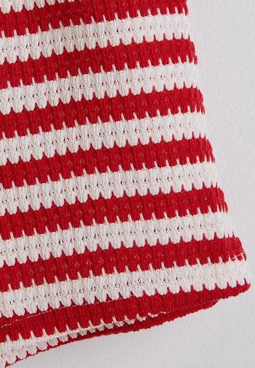Pop Candy - Striped top & shorts - red & white 