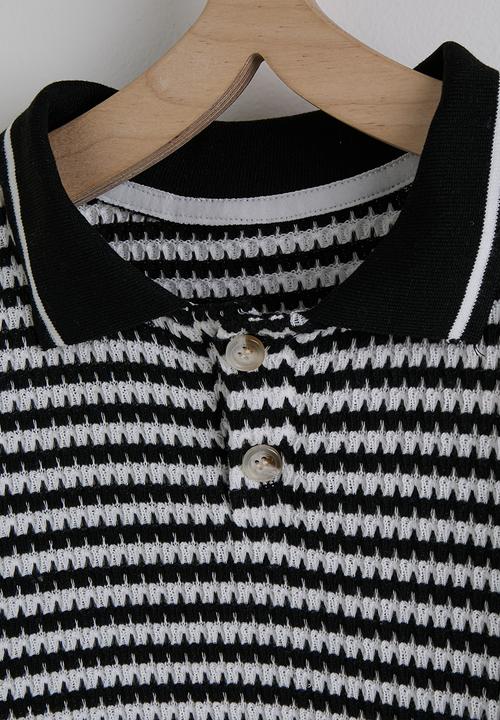 Pop Candy - Striped polo shirt & shorts - black