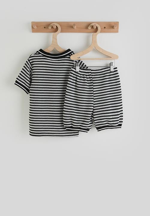 Pop Candy - Striped polo shirt & shorts - black