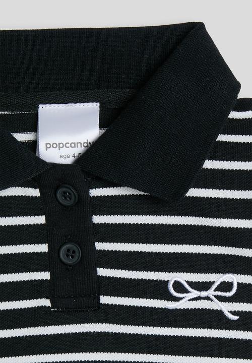 Pop Candy - Sleeveless knit henley tee - black stripe