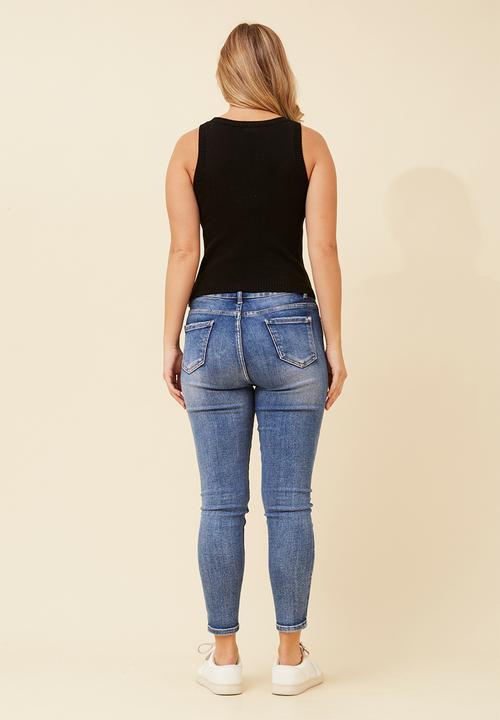Stella Morgan - S/Less Crew Neck With Scoop Knitwear Top - Black