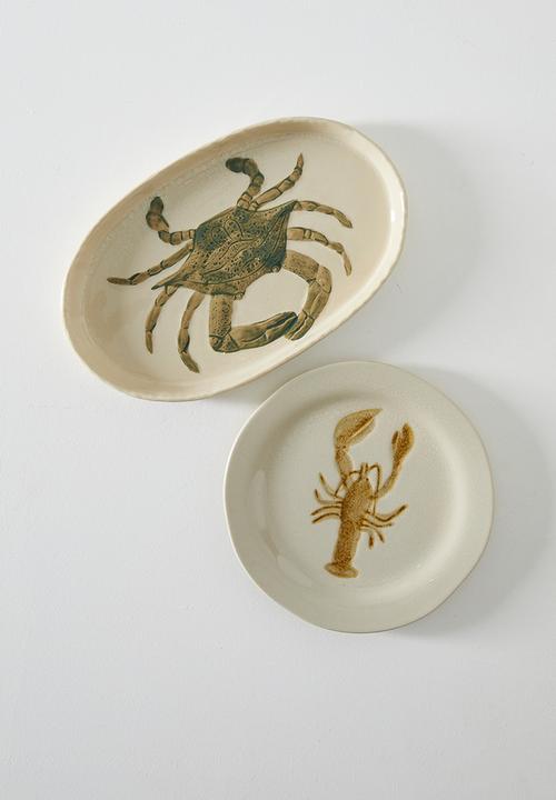 Sixth Floor - Lobster Stoneware Serving plate - Natural 