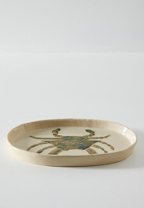 Sixth Floor - Crab Stoneware Serving Plate - Green