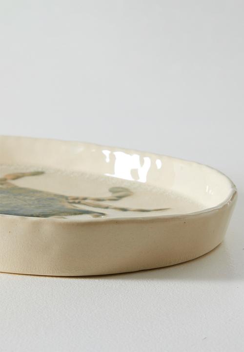 Sixth Floor - Crab Stoneware Serving Plate - Green