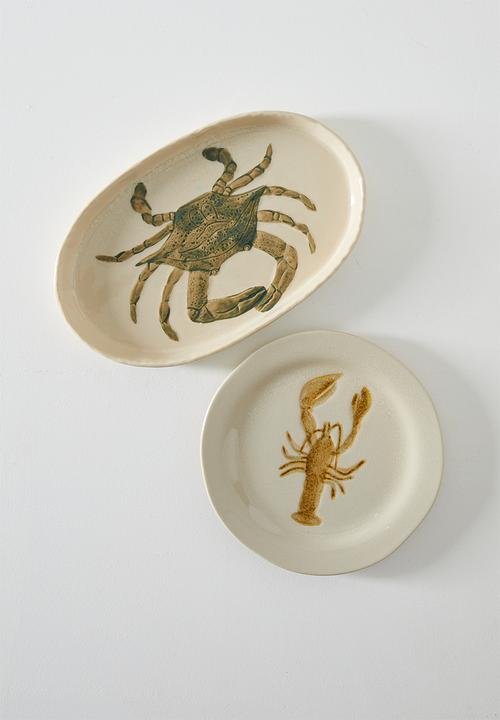 Sixth Floor - Crab Stoneware Serving Plate - Green