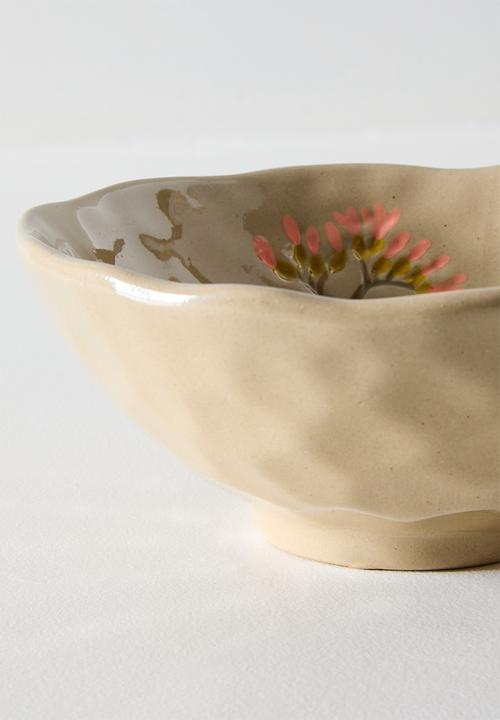 Sixth Floor - Flower Stoneware Bowl - Natural