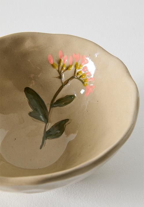 Sixth Floor - Flower Stoneware Bowl - Natural