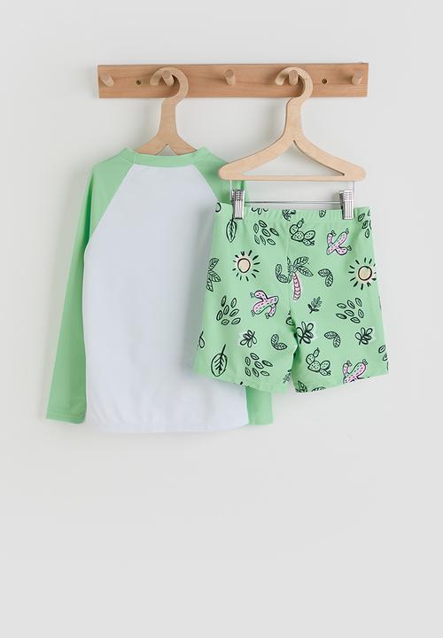 Pop Candy - Rash guard and swim trunks - light lime/aop