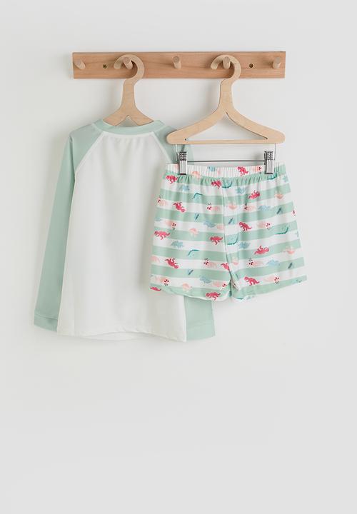 Pop Candy - Rash guard and board shorts - white/aop