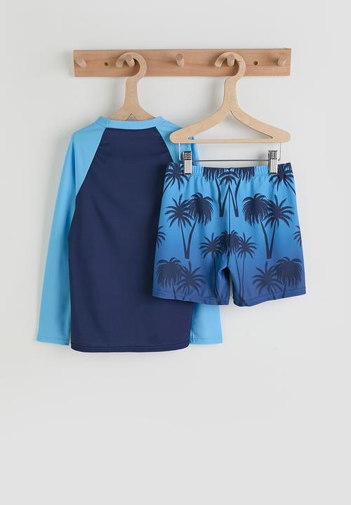 Pop Candy - Rash guard and swim trunks - blue multi/aop