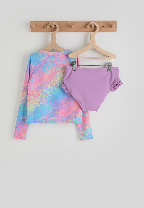 Pop Candy - Rash vest and bikini bottoms - leopard print/light purple