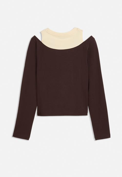 PUMA - Midnight Shadow Slim Layered Longsleeve Tee G - Chocolate Fondue