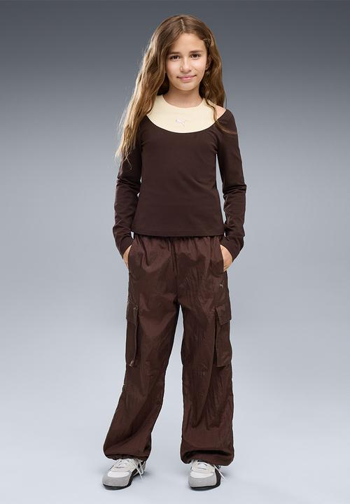 PUMA - Midnight Shadow Slim Layered Longsleeve Tee G - Chocolate Fondue