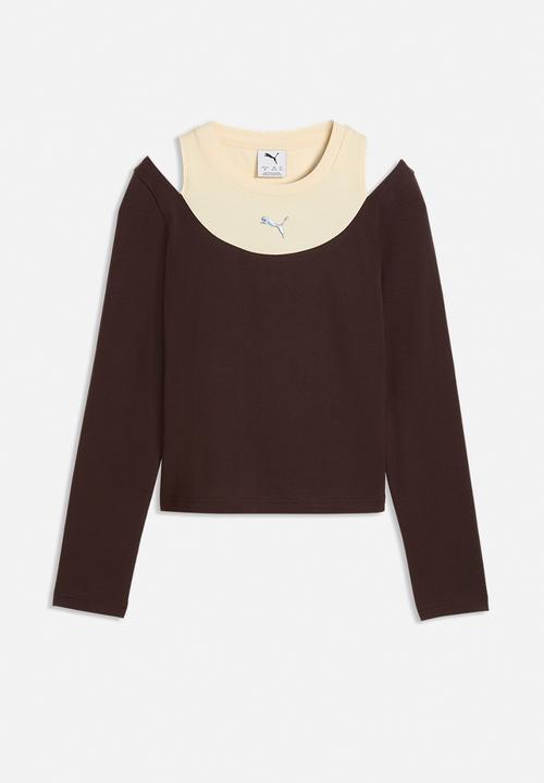 PUMA - Midnight Shadow Slim Layered Longsleeve Tee G - Chocolate Fondue