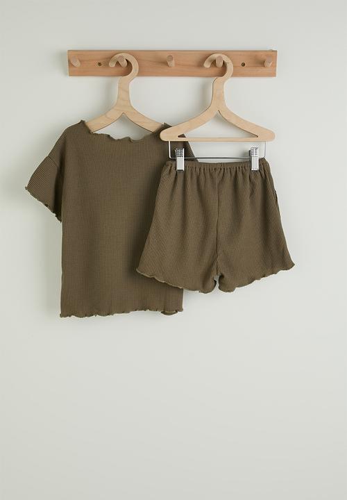 Pop Candy - Tee and shorts - army green