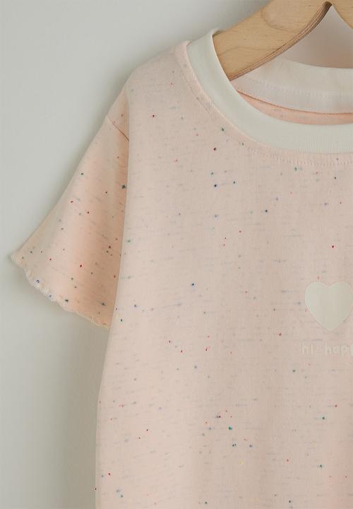 Pop Candy - Tee and skirt - peach and white