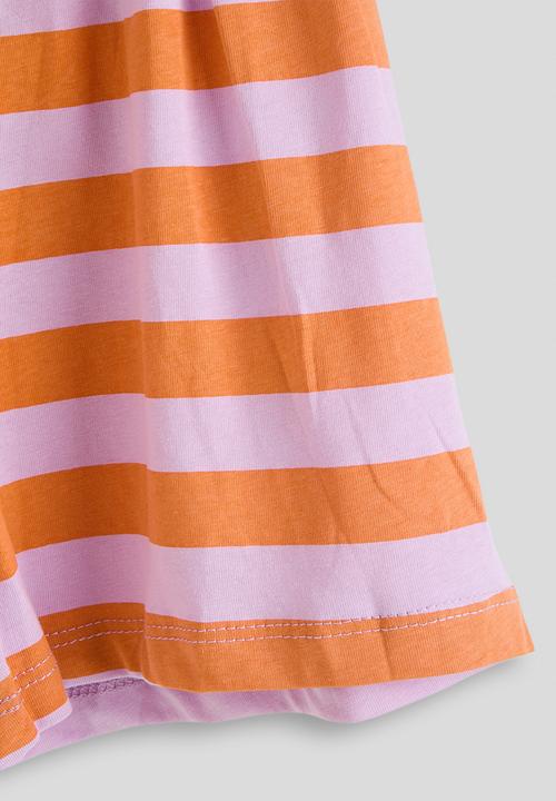 Pop Candy - Tee & printed shorts - pink & purple stripes