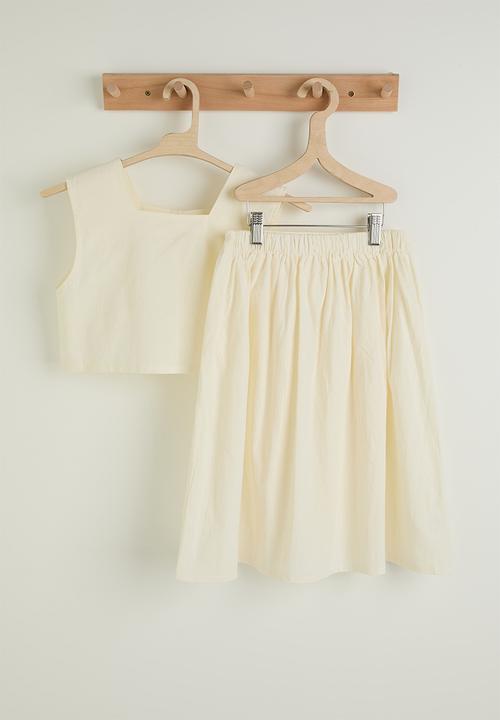 Pop Candy - Square neck top and basque skirt - off white