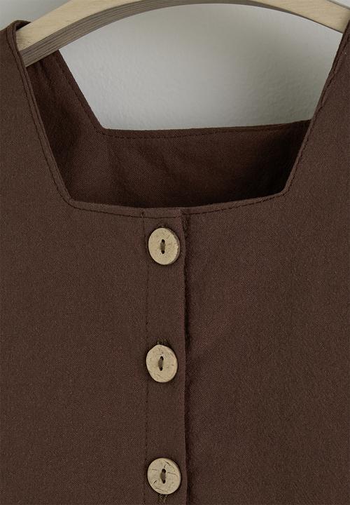 Pop Candy - Square neck top and basque skirt - chocolate