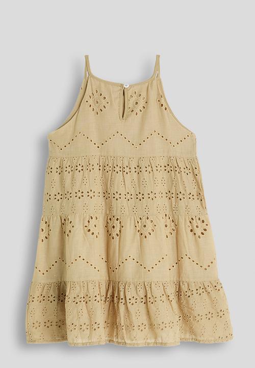 Pop Candy - Tiered eyelet detail dress - beige