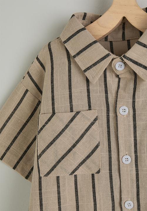 Pop Candy - Striped shirt and shorts - beige