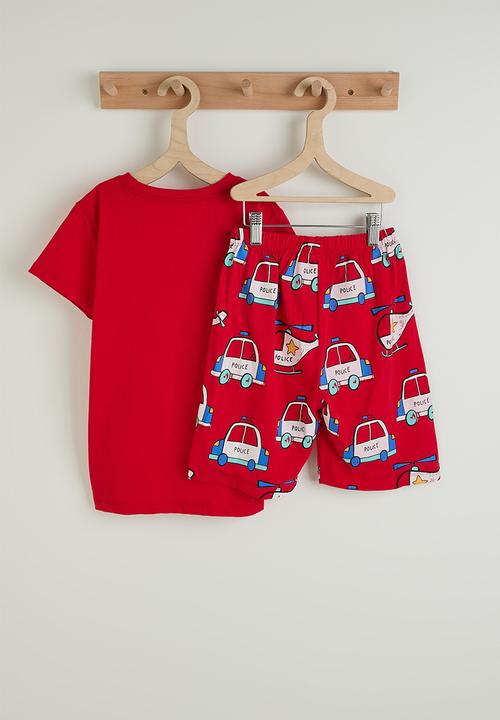 Pop Candy - Tee and shorts - red/helicopter