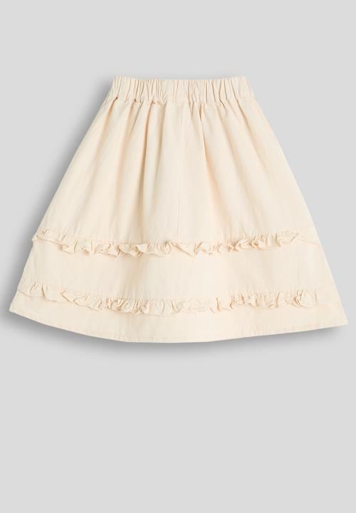 Pop Candy - Tiered ruffle midi skirt - cream