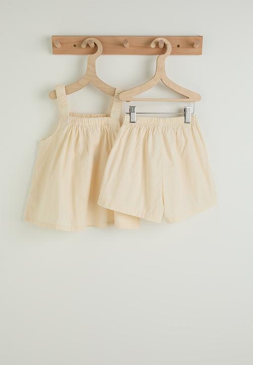 Pop Candy - Square neck blouse & shorts - off white