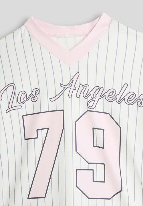 Pop Candy - Sport jersey-style tee - white/pink