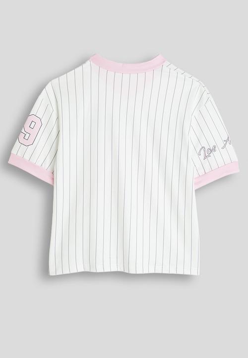 Pop Candy - Sport jersey-style tee - white/pink
