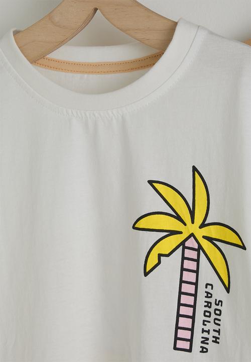 Pop Candy - Tee & shorts - white & lt brown