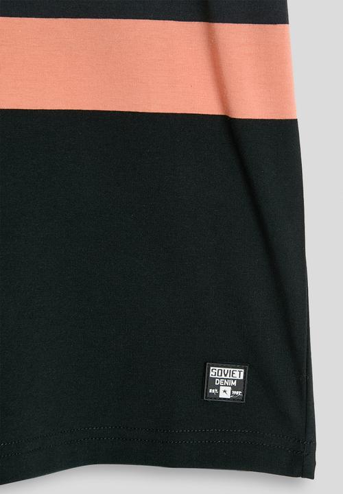 SOVIET - Boys Crew Neck Y/Dye Stripe Tee - Black