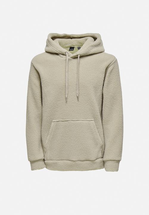 Only & Sons - Onsremy reg teddy hoodie sweat - silver lining