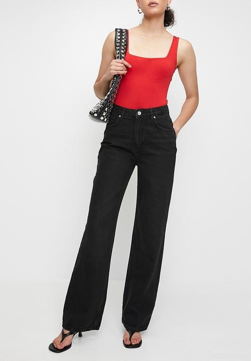 Trendyol - High waist wide leg jeans - black