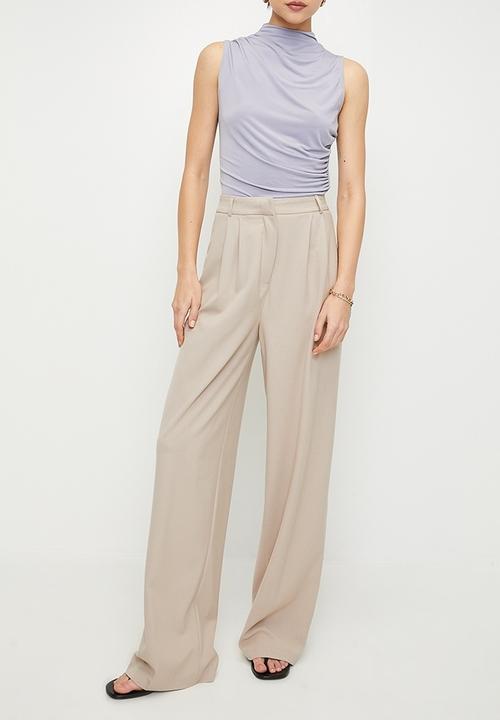 Trendyol - Edition stone wide leg woven trousers  - stone