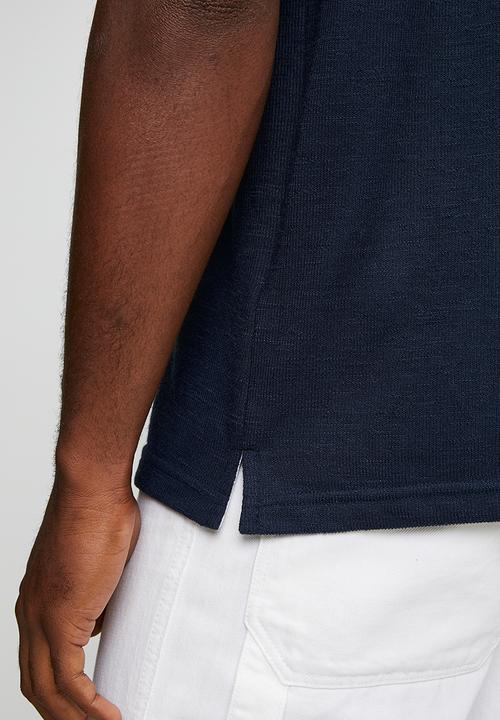 Brave Soul - Mens short sleeved trophy neck polo shirt wystanb - navy