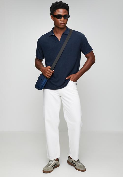 Brave Soul - Mens short sleeved trophy neck polo shirt wystanb - navy