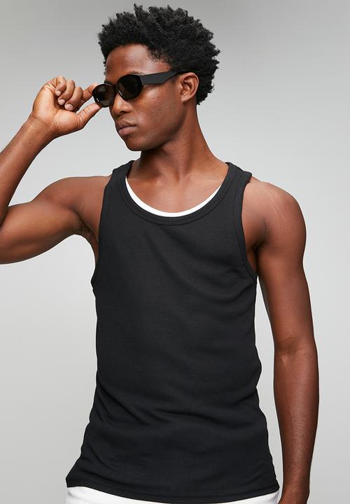 Brave Soul - Mens double layers vest layer - black/white