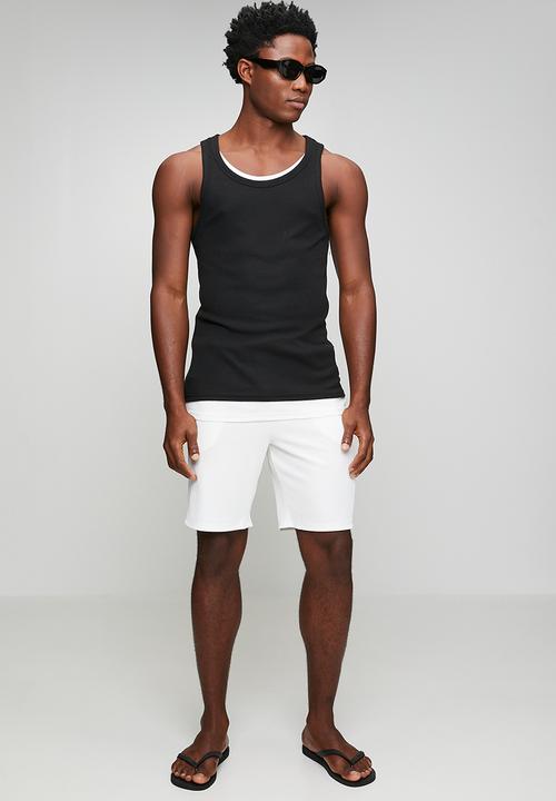 Brave Soul - Mens double layers vest layer - black/white