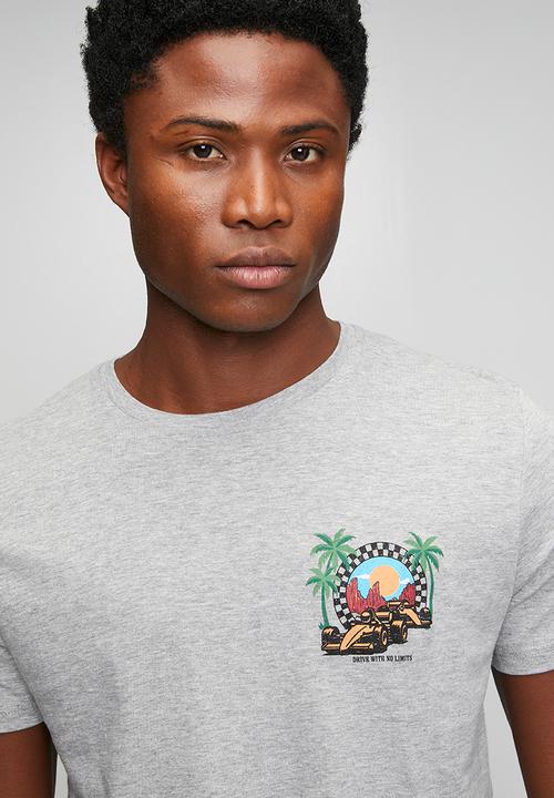 Brave Soul - Crew Neck Tshirt  - Lt Grey Marl