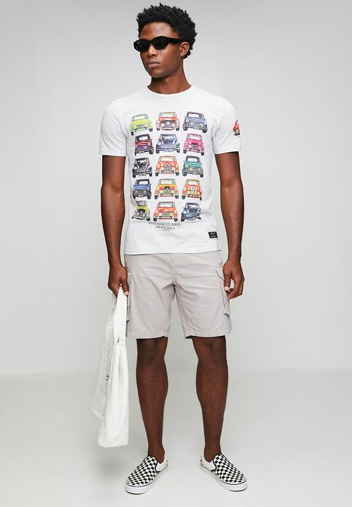 Brave Soul - Mts-149klatten - ecru marl  / multi-colour print