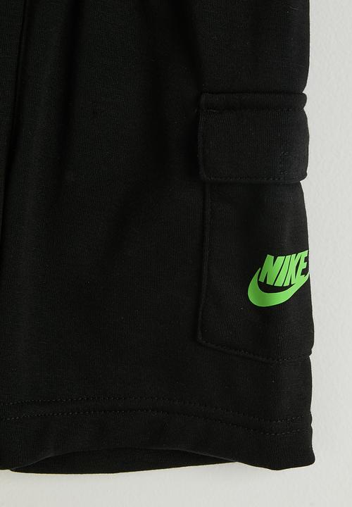 Nike - Nkb B Nsw Hbr Cargo Short Set - Black/ Lt Liquid Lime