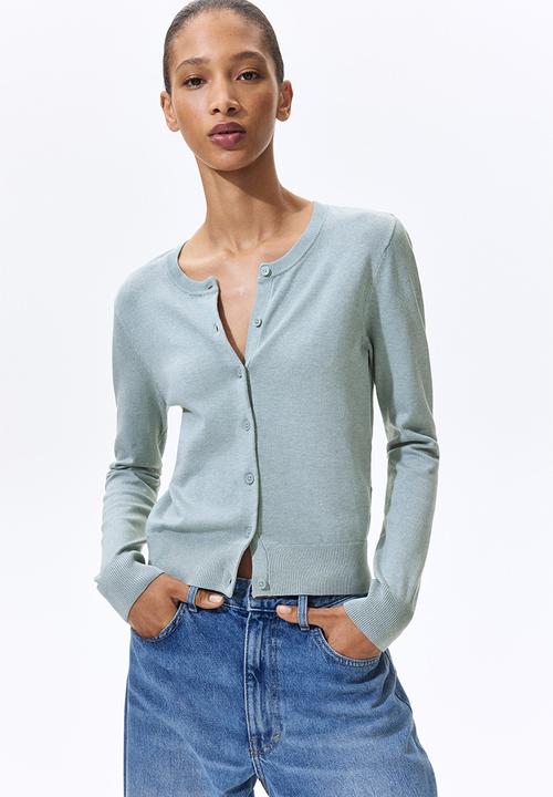 H&M - Fine-knit cardigan - light dusty turquoise