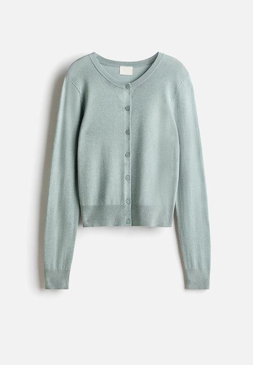 H&M - Fine-knit cardigan - light dusty turquoise