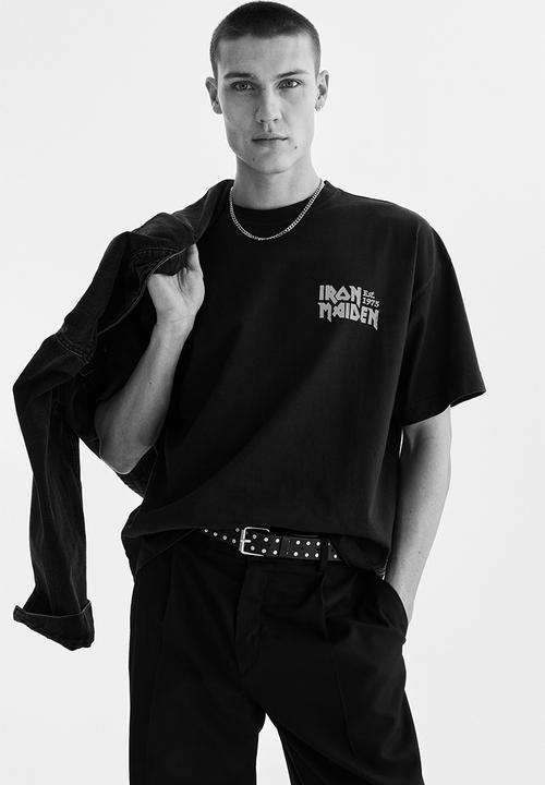 H&M - Oversized fit T-shirt - black/iron maiden
