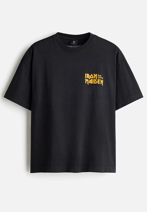H&M - Oversized fit T-shirt - black/iron maiden