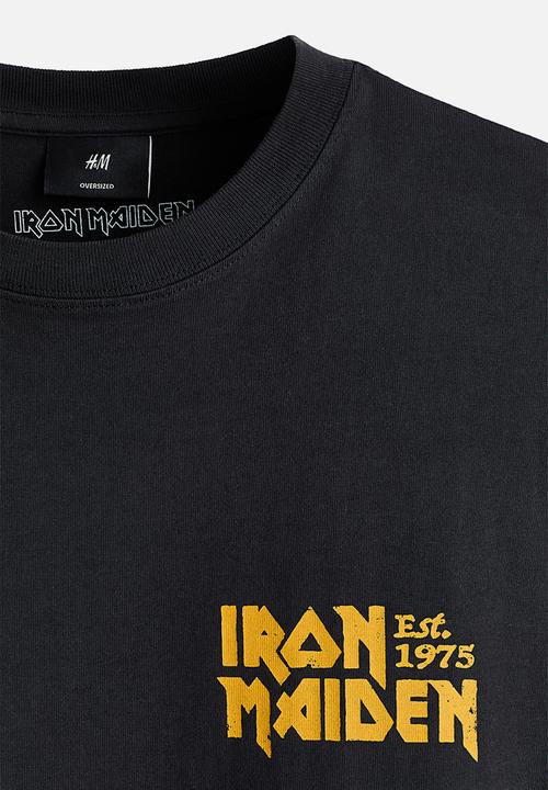 H&M - Oversized fit T-shirt - black/iron maiden