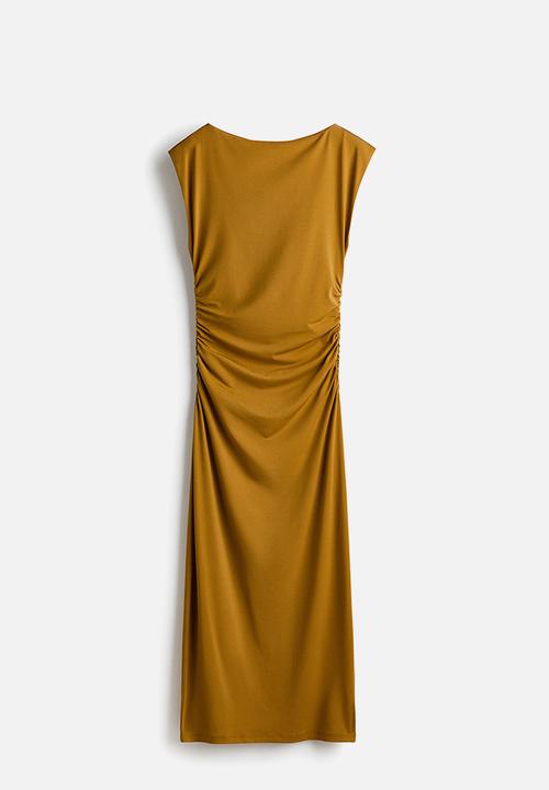 H&M - Cap-sleeved dress - mustard yellow