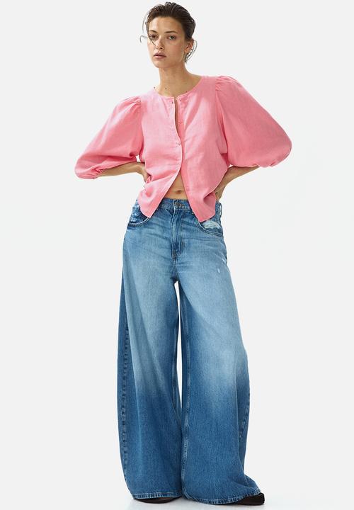 H&M - Linen-blend blouse - pink