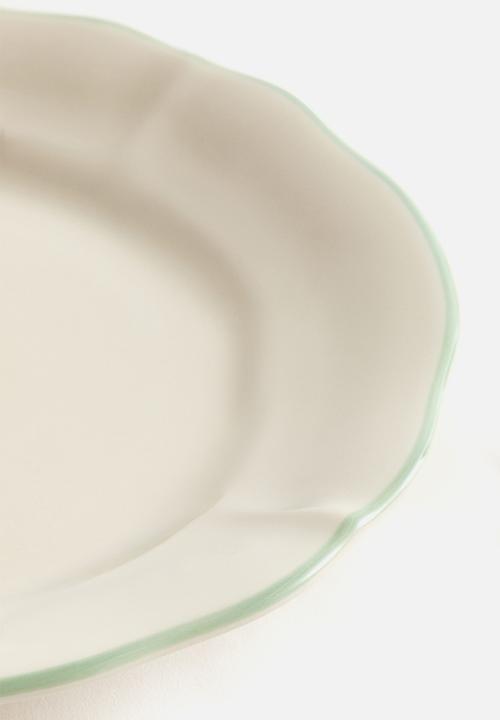 H&M - Hand-painted stoneware starter plate - light beige/orange